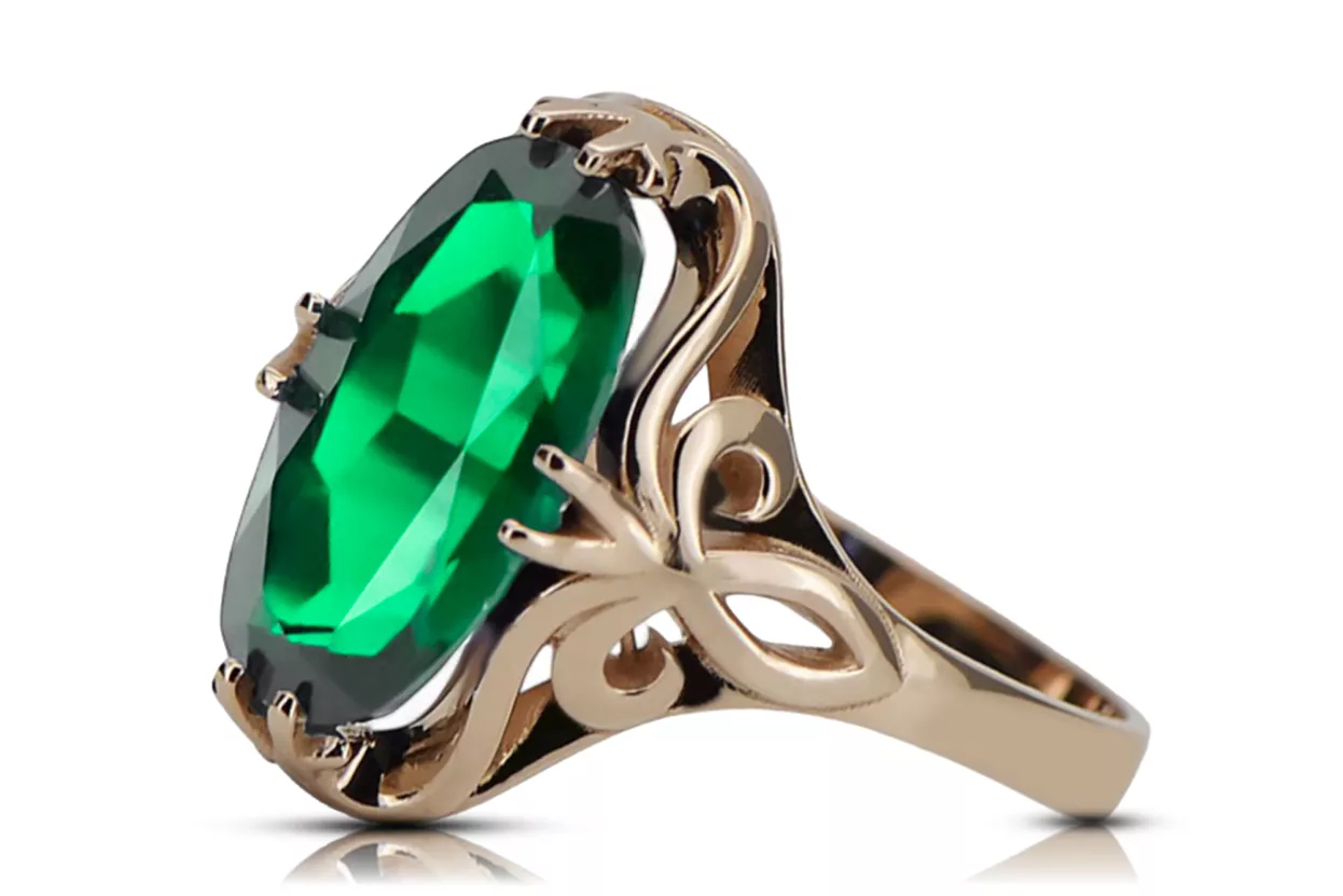 Ring Vintage Emerald Original Vintage 14K Rose Gold vrc082r Ring Vintage Emerald Original Vintage 14K Rose Gold vrc082r